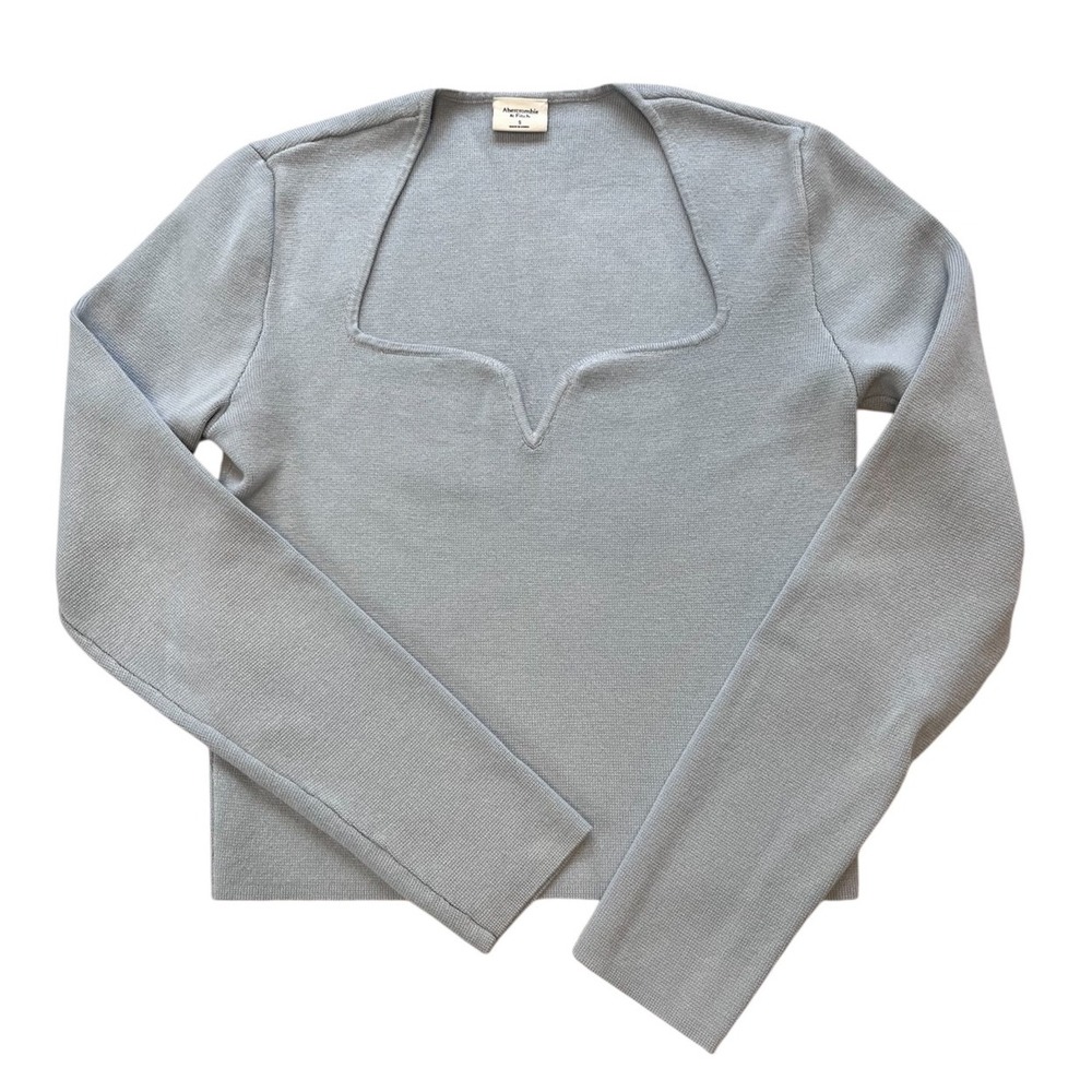 Abercrombie & Fitch Pale Pastel Blue Sweater Cropped sz S Y2K Trendy Feminine